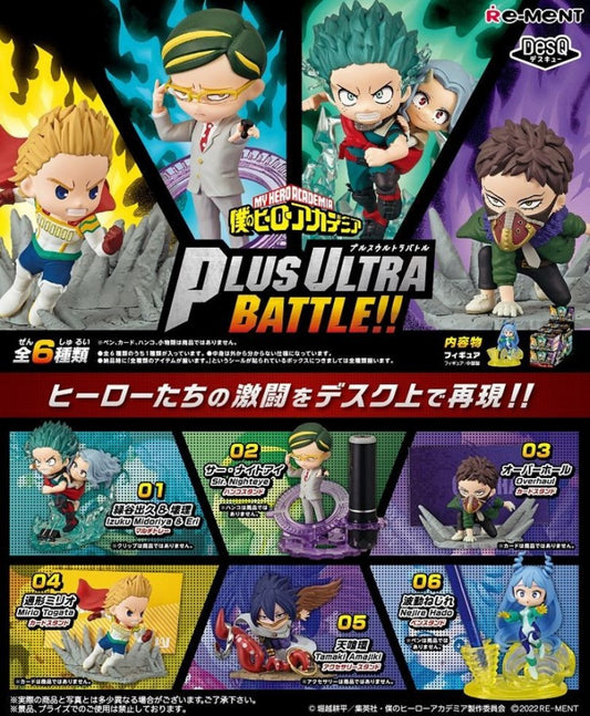 The Re-Ment My Hero Academia DesQ Plus Ultra Battle!! — Blind Box is a collectible mini figure series featuring stylized chibi versions of characters in dynamic battle scenes. Each box includes one random figure from a lineup of six designs, with detailed effects and poses inspired by key moments from the series