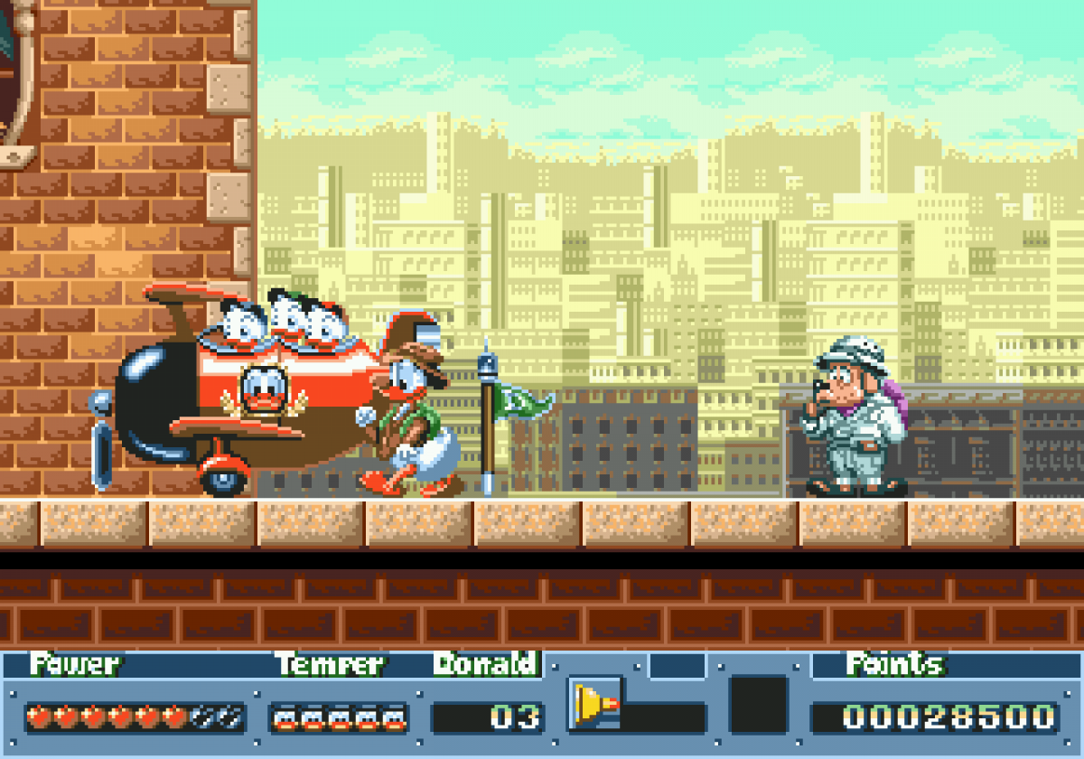 QuackShot Starring Donald Duck Sega Genesis GEN video game featuring action platforming gameplay Donald Duck treasure hunting adventure globe trotting exploration exotic locations puzzle solving plungers as weapons hidden treasures enemy encounters colorful Disney characters and classic 16 bit Sega gameplay retro video game collection collectible gaming appeal gameplay