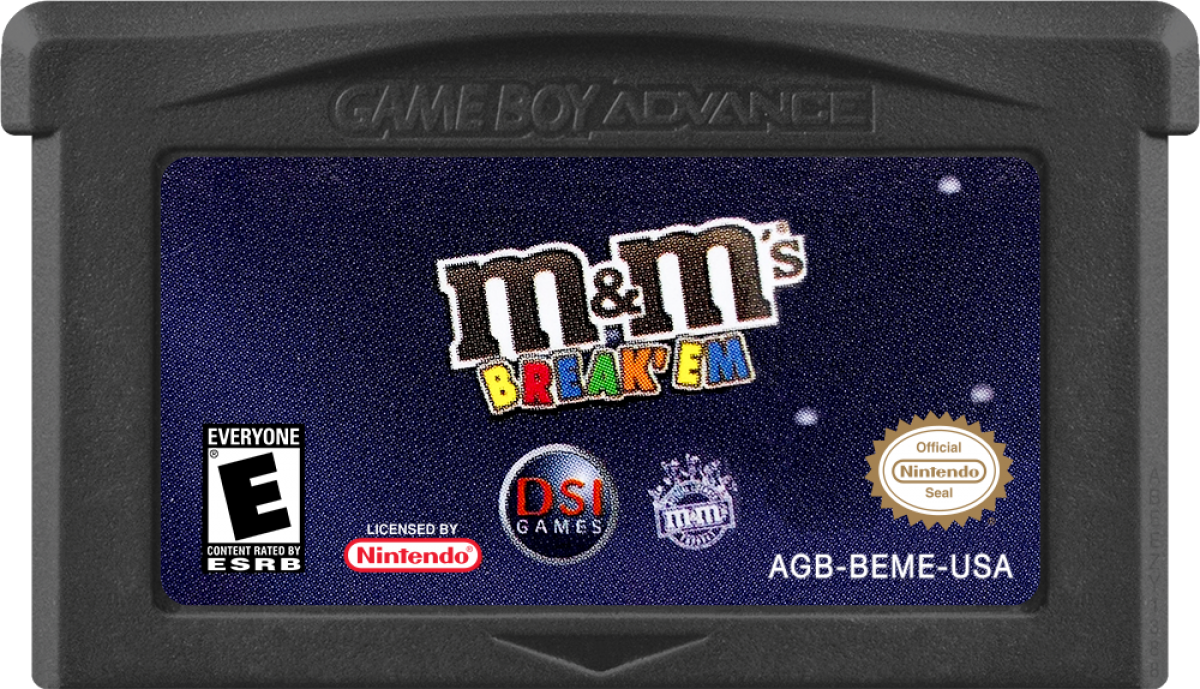 M&M's Break'Em game cartridge for Game Boy Advance (GBA) video game