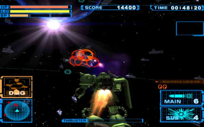 Retro Mobile Suit Gundam Encounters in Space PS2 inspired design featuring anime mech warfare aesthetic vintage PlayStation 2 space combat giant mobile suits Earth Federation versus Zeon battles cinematic sci fi action nostalgic Gundam gameplay presentation gameplay