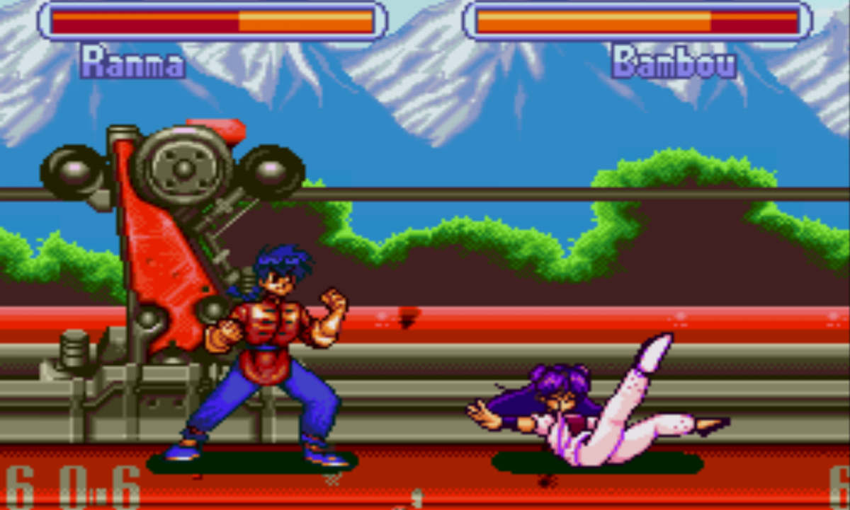 Ranma 1 2 Hard Battle Super Nintendo SNES fighting game anime brawler versus combat one on one battles Rumiko Takahashi characters multiplayer fighting retro 16 bit gaming Super Nintendo Entertainment System software video game title gameplay