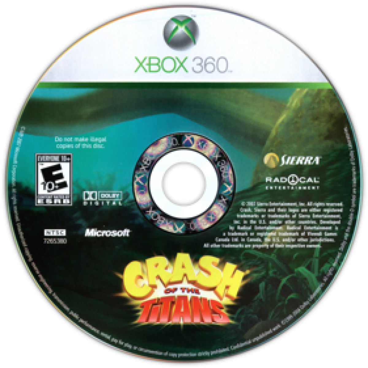 Crash of the Titans Xbox 360 X360 for action platforming video game fans featuring Crash Bandicoot combat mutant enemies jungle environments enemy hijacking abilities platforming challenges colorful levels boss battles and fast paced cartoon adventure gameplay collectible gaming appeal disc