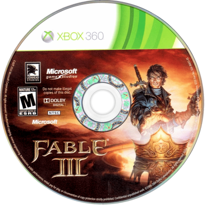 Fable III disc for Xbox 360 (X360) action role-playing video game