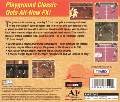 All–Star Slammin D–Ball – PlayStation 1 (PS1) back of case for retro video game for PS1
