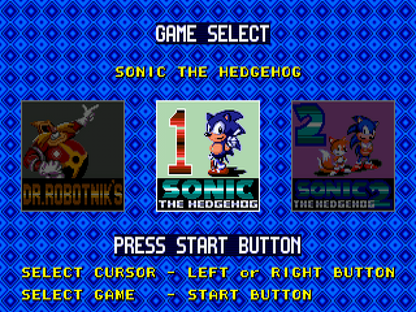 Sonic Classics title screen for Sega Genesis GEN video game