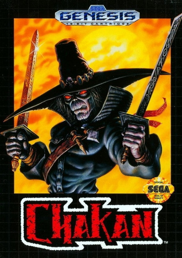 Chakan for Sega Genesis with dark fantasy action-platformer theme front cover