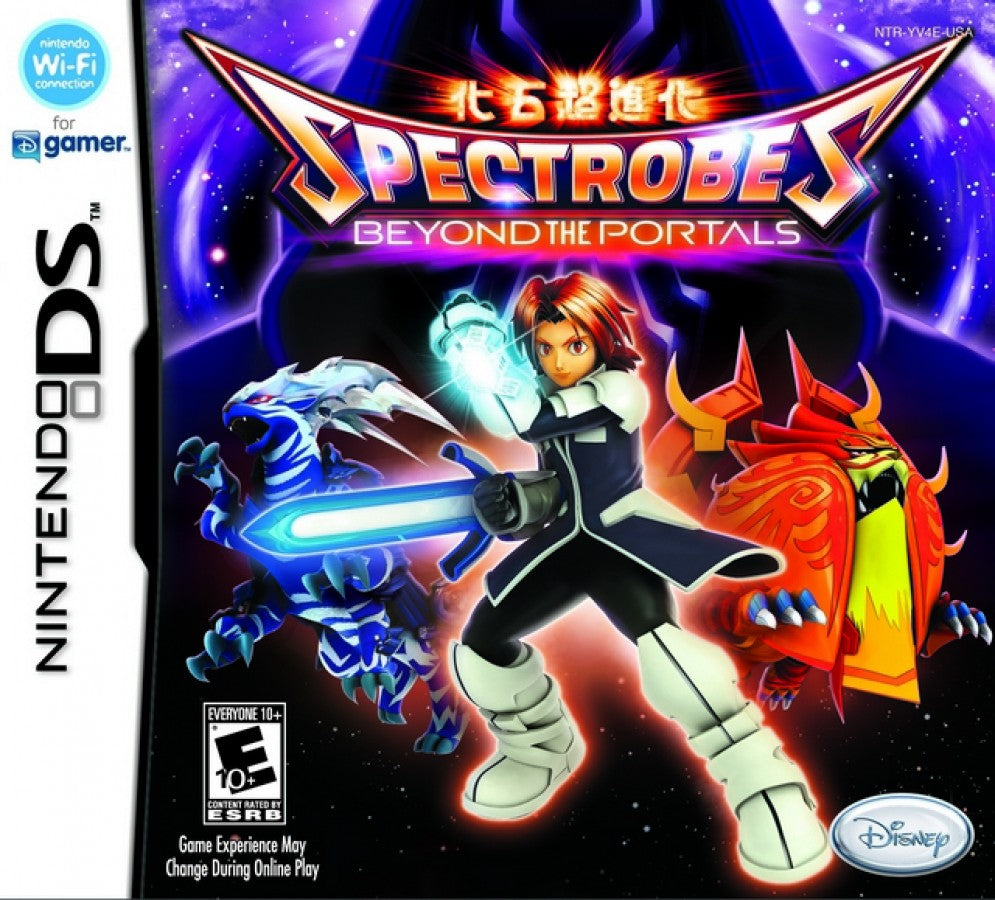 Spectrobes Beyond The Portals Nintendo DS action RPG sequel excavate awaken and train Spectrobes creatures battle the evil Krawl force real-time combat elemental types evolution stages DS microphone features stylus controls excavation mini-games front cover