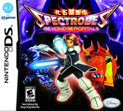 Spectrobes Beyond The Portals Nintendo DS action RPG sequel excavate awaken and train Spectrobes creatures battle the evil Krawl force real-time combat elemental types evolution stages DS microphone features stylus controls excavation mini-games front cover