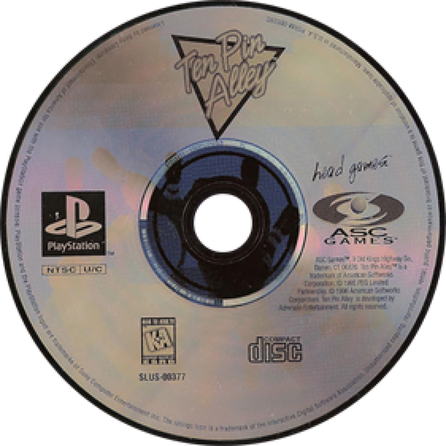 Ten Pin Alley disc for PlayStation 1 (PS1) bowling sports video game