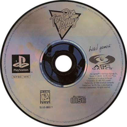 Ten Pin Alley disc for PlayStation 1 (PS1) bowling sports video game