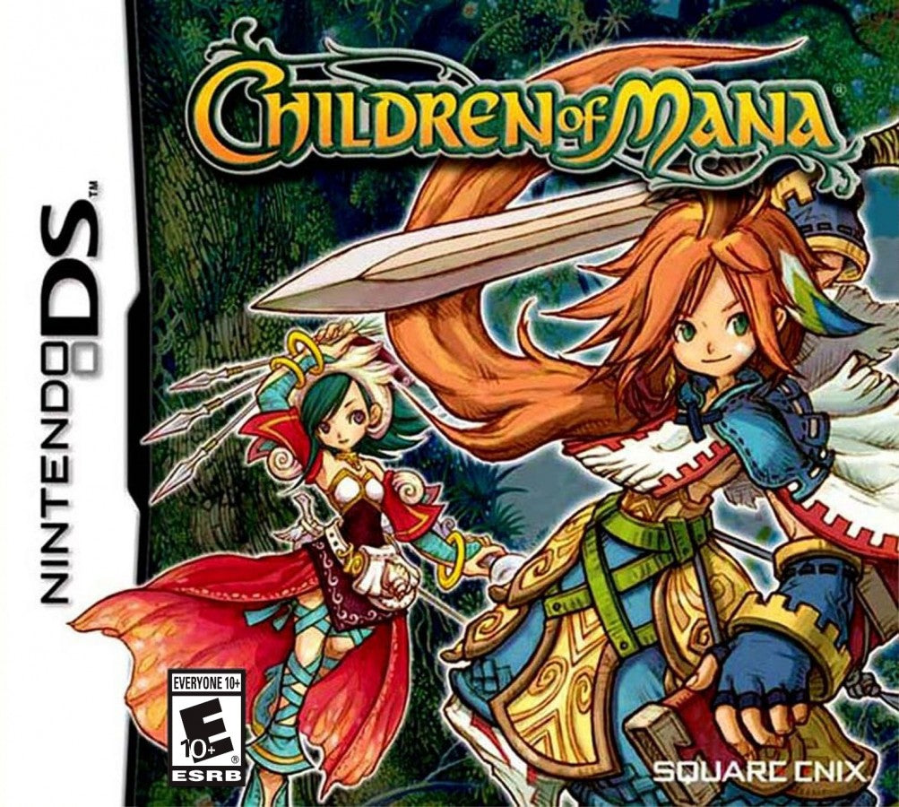 Children of Mana Nintendo DS game featuring action RPG gameplay with real time combat dungeon exploration character progression and cooperative multiplayer in the Mana series fantasy world cover