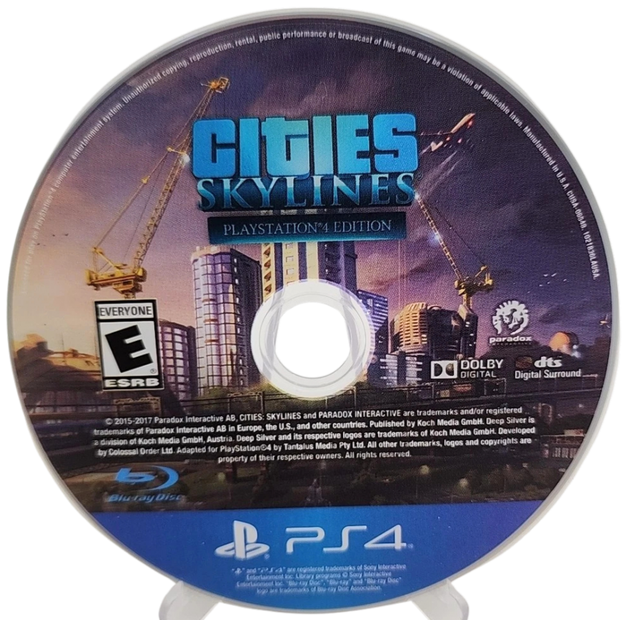 Cities: Skylines – PlayStation 4 (PS4) video game disc, city-building simulation by Paradox Interactive