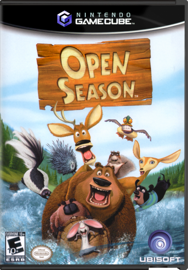 Open Season cover art for GameCube game featuring family-friendly action adventure gameplay based on the animated movie