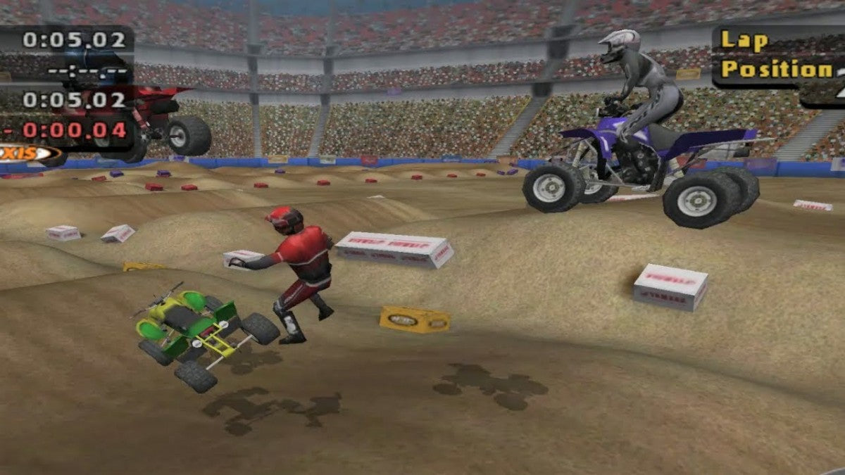  ATV Offroad Fury off road racing video game featuring high speed ATV competitions open outdoor tracks stunt based gameplay and classic PlayStation extreme sports racing experience gameplay