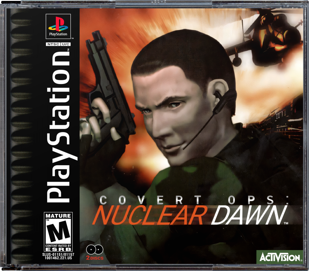 Covert Ops: Nuclear Dawn retro tactical action shooter game for PlayStation 1 (PS1) cover art