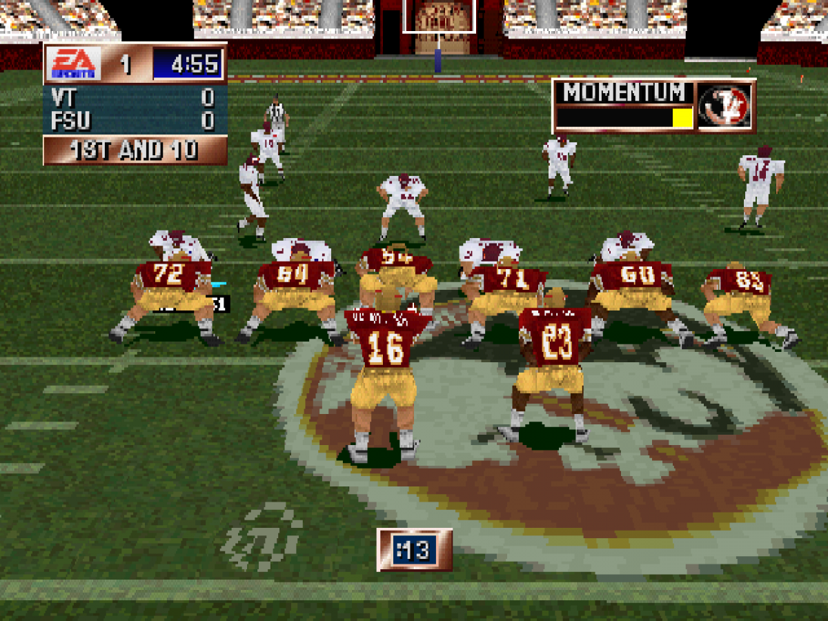 NCAA Football 2001 PlayStation 1 PS1 video game, college football sports simulation, realistic gameplay, team management and multiplayer modes, console title gameplay screenshot