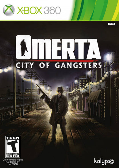 Omerta City of Gangsters Xbox 360 video game, strategy simulation, turn-based combat, mafia crime management, classic console title front cover
