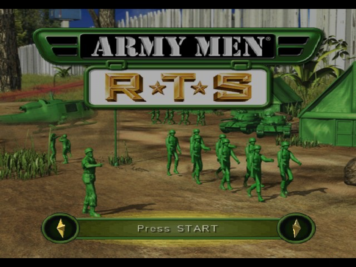 Army Men: R.T.S. title screen for GameCube (GC) real-time strategy video game