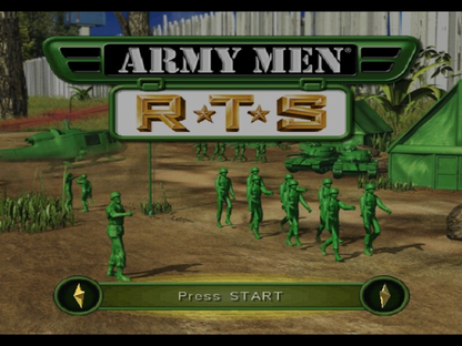 Army Men: R.T.S. title screen for GameCube (GC) real-time strategy video game