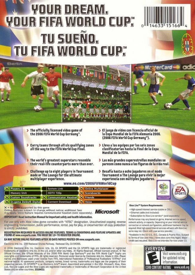 2006 FIFA World Cup Germany PlayStation 2 PS2 for soccer video game fans featuring official FIFA World Cup national teams authentic stadiums tournament mode realistic gameplay international competition multiplayer matches licensed players fast paced football action collectible gaming appeal back cover art