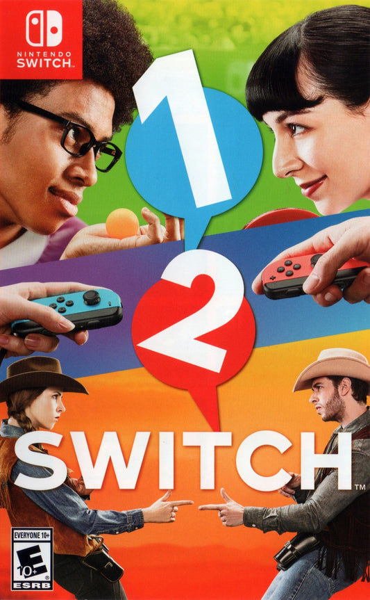 1-2-Switch for Nintendo Switch party mini game collection featuring motion control challenges multiplayer activities and Joy Con interactive gameplay cover