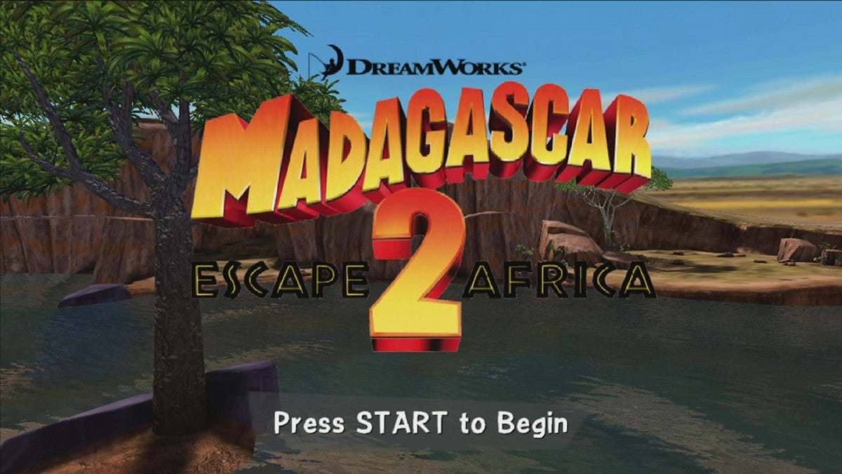 Madagascar: Escape 2 Africa start screen for Xbox 360 (X360) action-adventure platformer video game