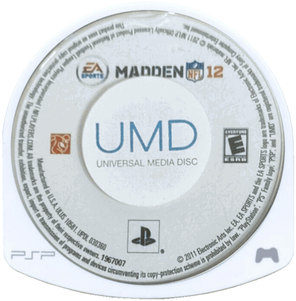 Madden NFL 12 disc for PlayStation Portable (PSP) football sports video game