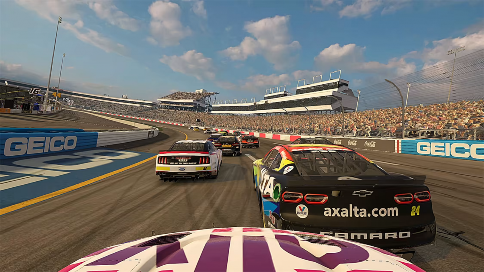 NASCAR Rivals Nintendo Switch inspired design featuring official stock car racing simulation aesthetic high speed oval track competition authentic NASCAR teams and drivers intense multiplayer action championship season gameplay realistic motorsports excitement and immersive racing presentation gameplay