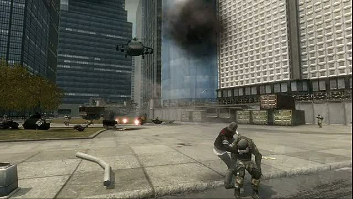 Prototype Xbox 360 open-world action-adventure game with shapeshifting abilities consuming enemies and parkour traversal in a military conspiracy gameplay screenshot