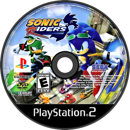 Sonic Riders – PlayStation 2 (PS2) video game disc, arcade racing.