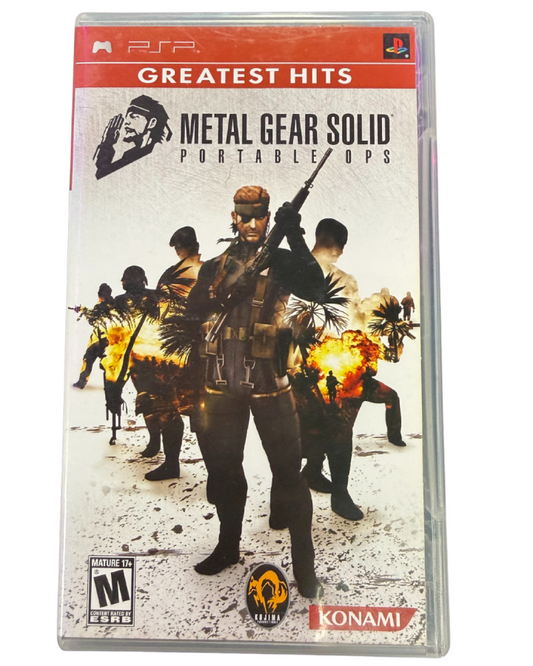 Metal Gear Solid Portable Ops Greatest Hits PSP action-adventure video game cover art.