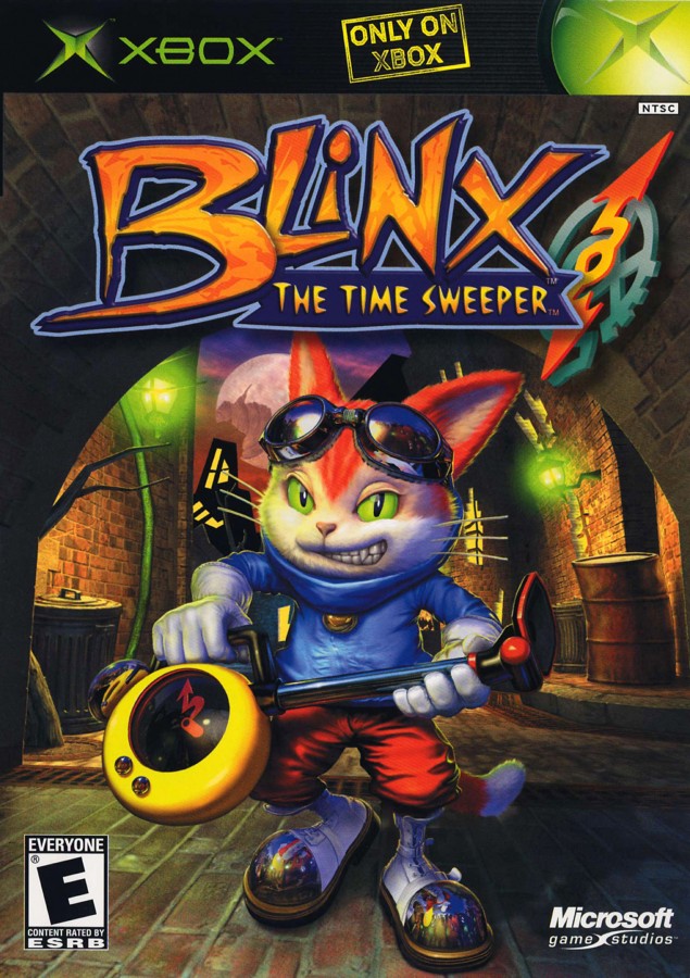 Blinx: The Time Sweeper retro Xbox video game Blinx The Time Sweeper platform action adventure time manipulation gameplay puzzle platformer console title Xbox release cover art