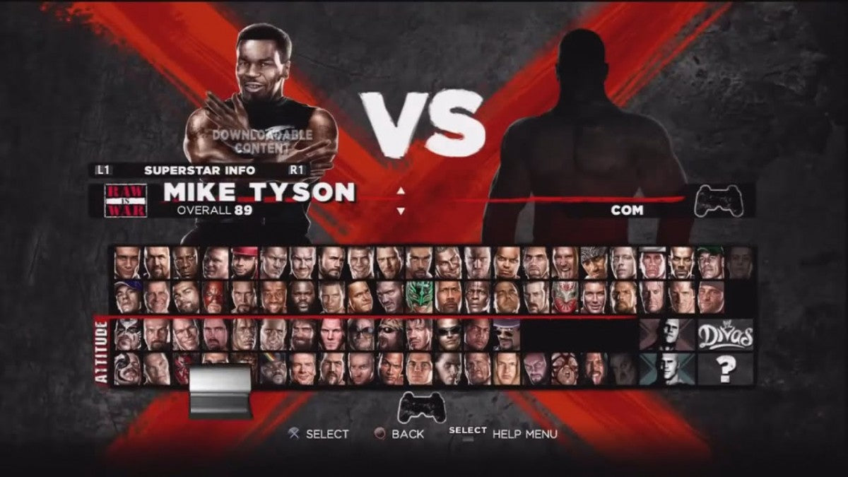WWE ’13 Xbox 360 video game, professional wrestling sports action, WWE superstars and legends, multiplayer and career modes character select