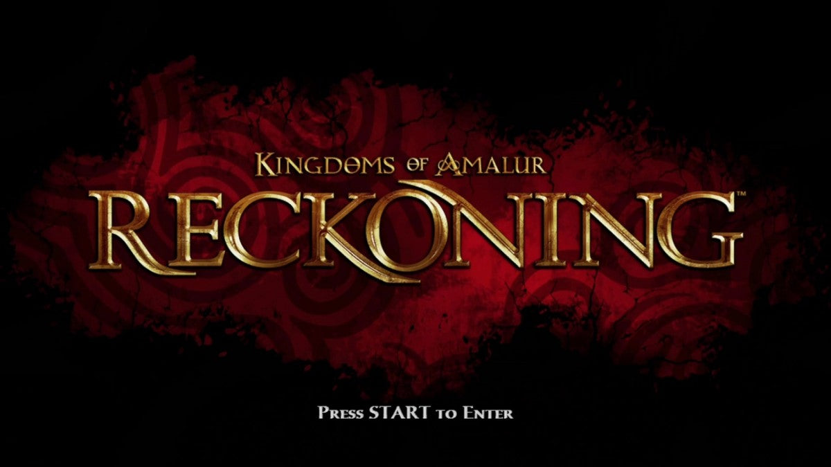 Kingdoms of Amalur: Reckoning Xbox 360 title screen for action role-playing video game