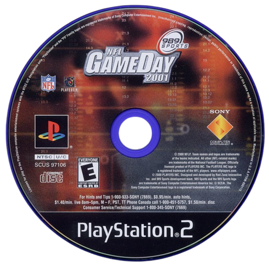 NFL GameDay 2001 – PlayStation 2 (PS2) American football sports video game disc