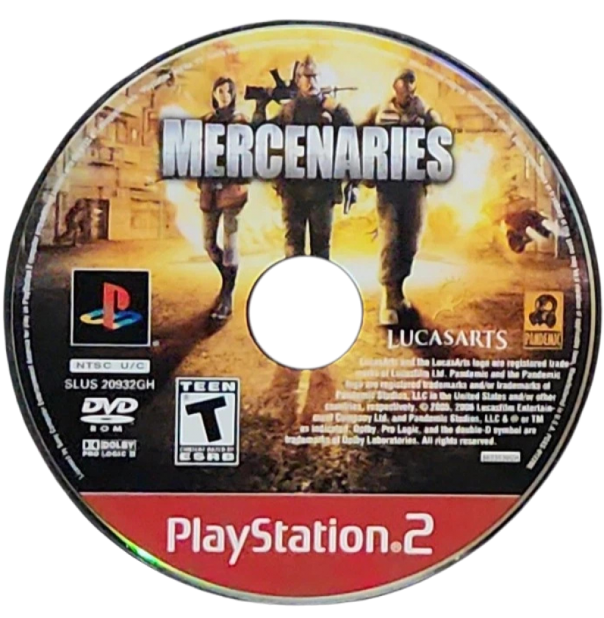 Mercenaries Playground of Destruction PS2 PlayStation 2 open world action shooter game retro video game disc Greatest Hits edition
