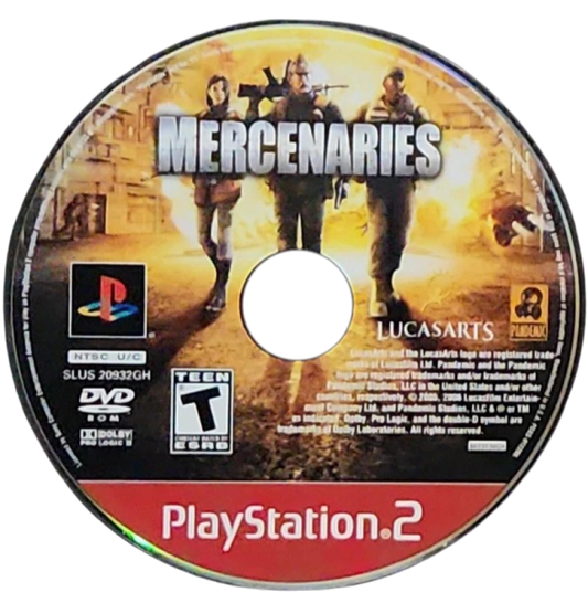 Mercenaries Playground of Destruction PS2 PlayStation 2 open world action shooter game retro video game disc Greatest Hits edition