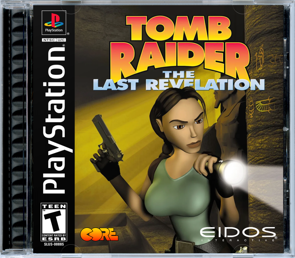 Tomb Raider The Last Revelation cover art PlayStation 1 (PS1) video game, action adventure, exploration and puzzle solving, classic Lara Croft title 