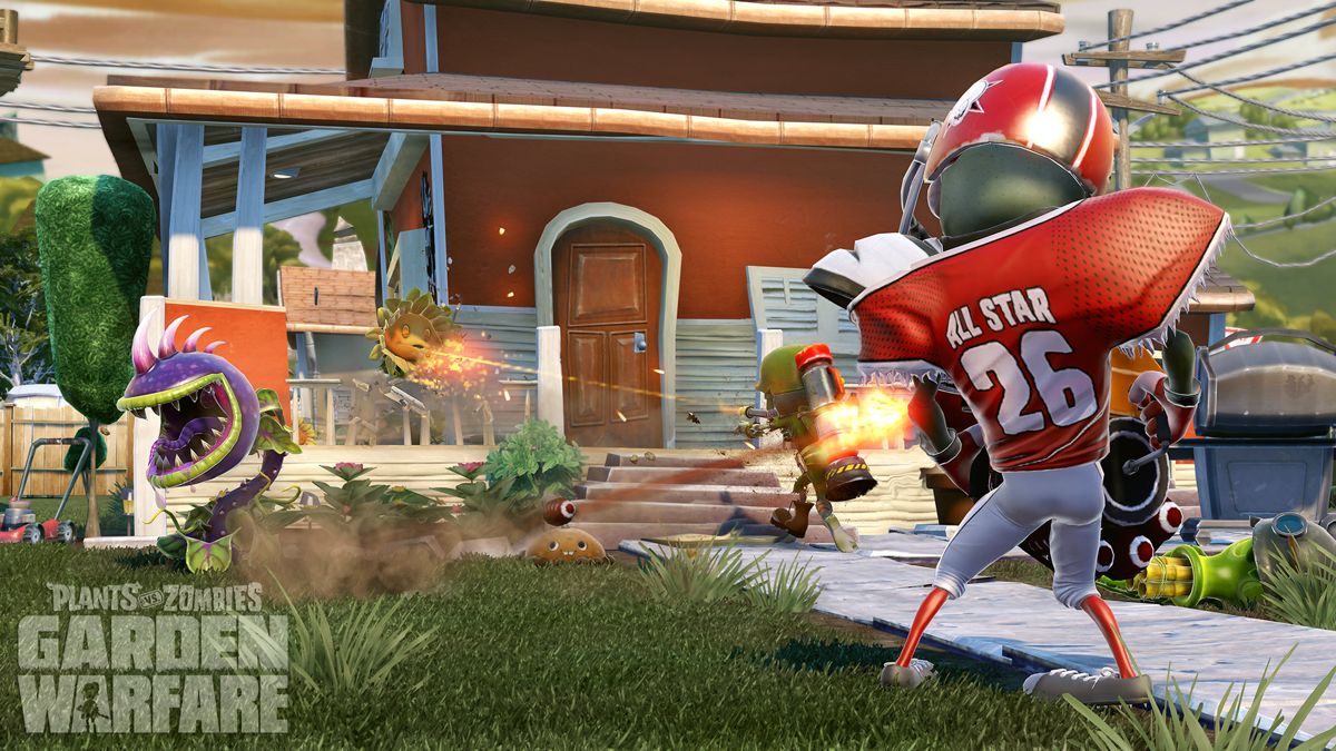 Plants vs. Zombies: Garden Warfare – PlayStation 4 (PS4) video game gameplay, third-person shooter with strategic defense elements