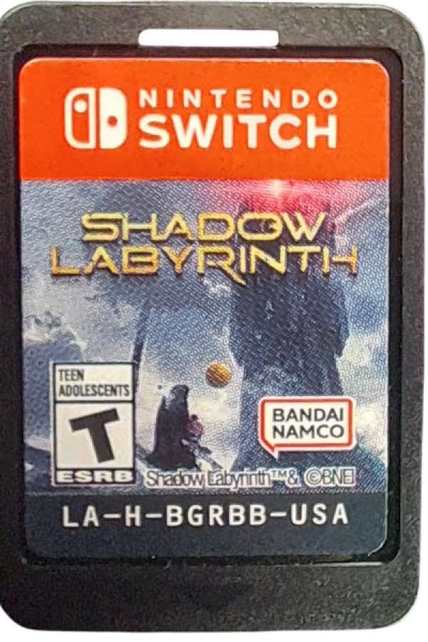 Shadow Labyrinth Nintendo Switch inspired design featuring dark sci fi action adventure aesthetic mysterious maze exploration atmospheric environments challenging combat futuristic secrets immersive platforming gameplay cinematic survival journey presentation cartridge
