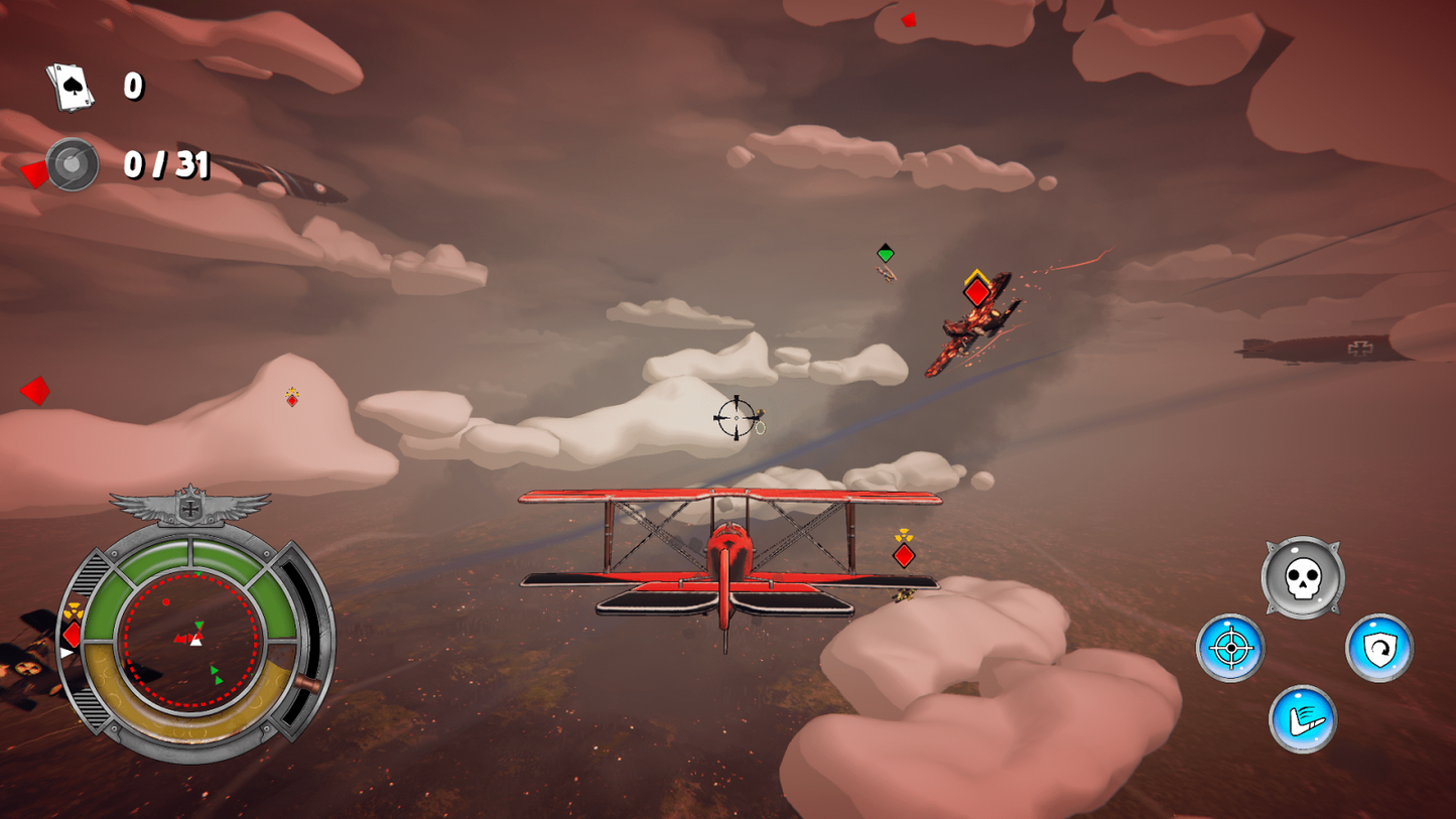 Red Wings Aces of the Sky Baron Edition PAL Import Nintendo Switch inspired design featuring World War I aerial combat action aesthetic vintage fighter aircraft dogfights arcade flight gameplay dramatic wartime missions historical aviation adventure and cinematic sky battles presentation gameplay 