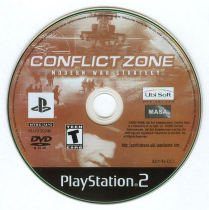 Conflict Zone Modern War Strategy PS2 PlayStation 2 real time strategy game military combat tactical warfare base building modern battlefield gameplay retro video game disc