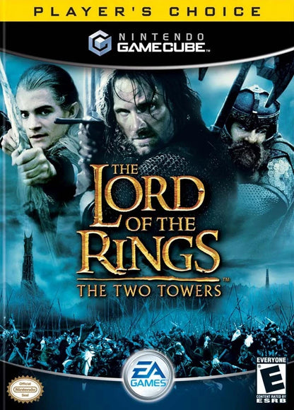 Cover art for The Lord of the Rings The Two Towers Player’s Choice GameCube GC video game, action RPG, fantasy adventure, movie tie-in, multiplayer, Nintendo GameCube classic