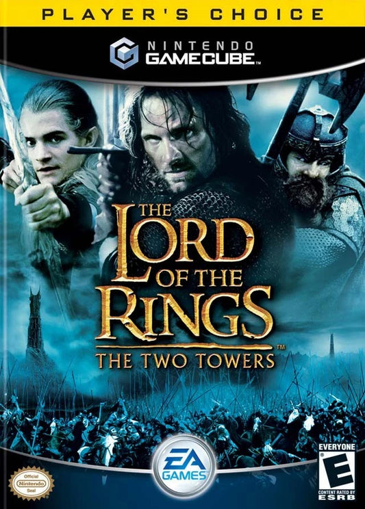 Cover art for The Lord of the Rings The Two Towers Player’s Choice GameCube GC video game, action RPG, fantasy adventure, movie tie-in, multiplayer, Nintendo GameCube classic