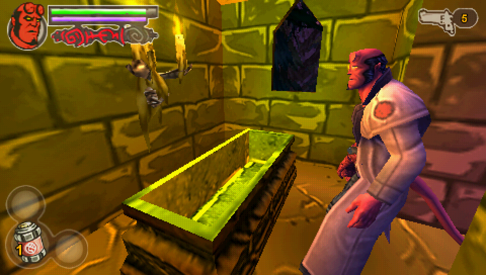 Hellboy: Science of Evil gameplay for PlayStation Portable (PSP) third-person action video game