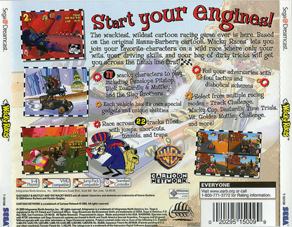 Wacky Races back cover art for Sega Dreamcast (DC) video game
