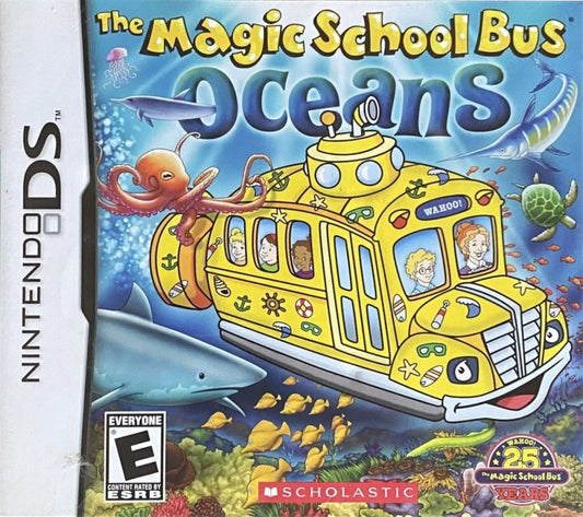 The Magic School Bus Oceans Nintendo DS video game, educational adventure gameplay, ocean science learning, family-friendly handheld console title front cover