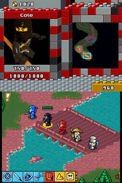 LEGO Battles Ninjago Nintendo DS game featuring real-time strategy gameplay with LEGO ninja characters screenshot