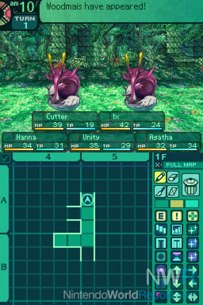 Etrian Odyssey game for the Nintendo DS featuring first person dungeon crawling RPG gameplay with map drawing mechanics party customization and challenging turn based battles in a fantasy labyrinth setting gameplay