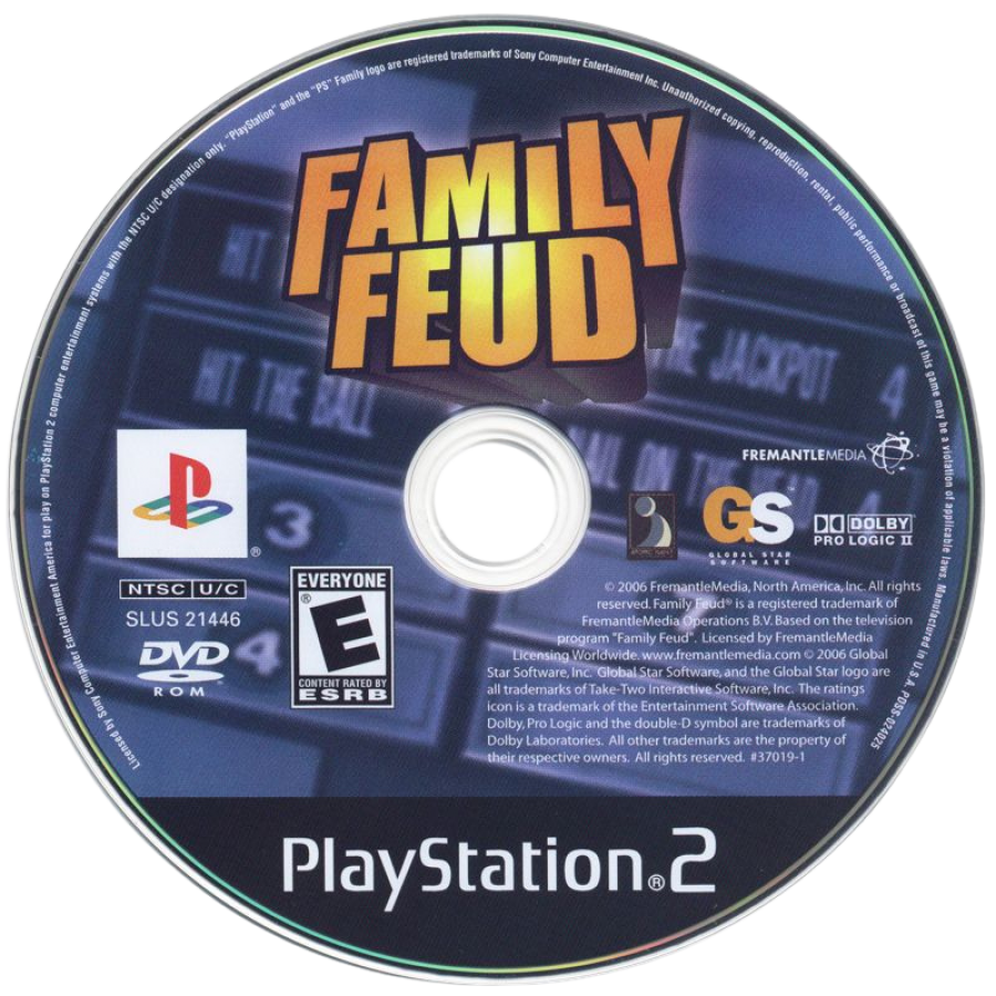 Family Feud disc for PlayStation 2 (PS2) TV-style quiz and party game show video game
